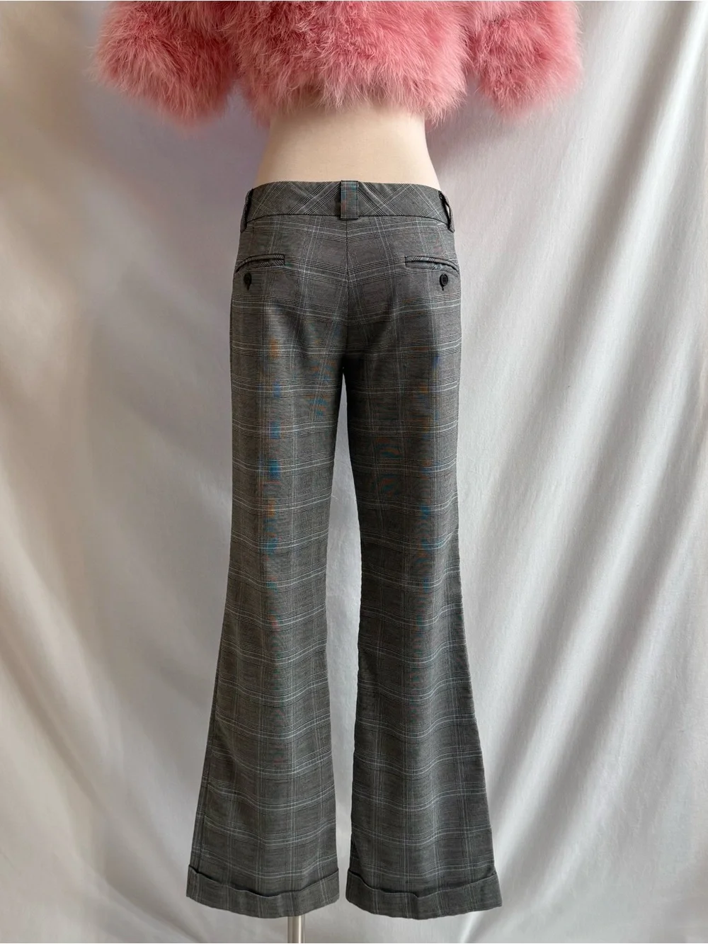 Y2K Low Rise Plaid Flare Pants